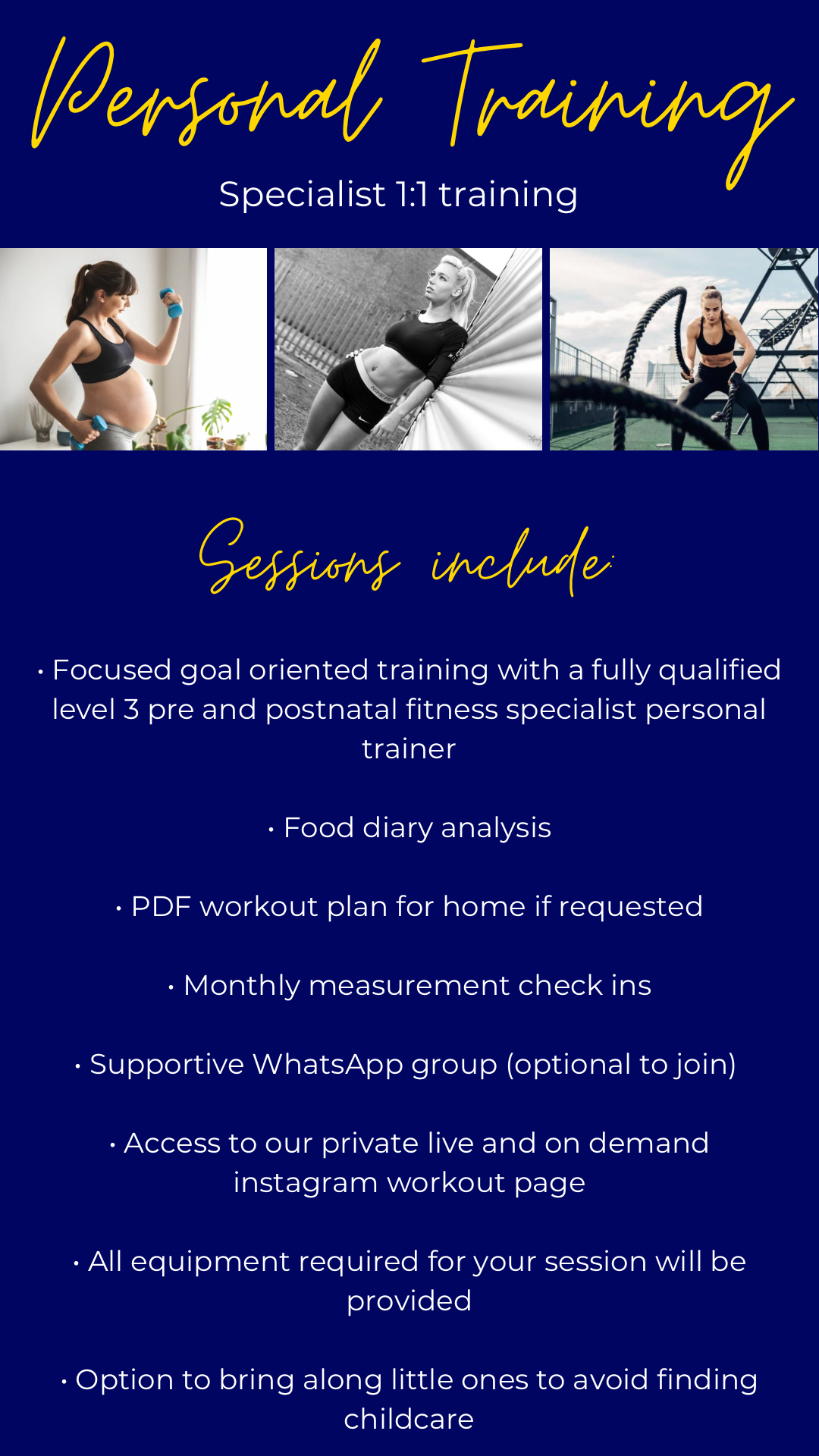 Personal training services information